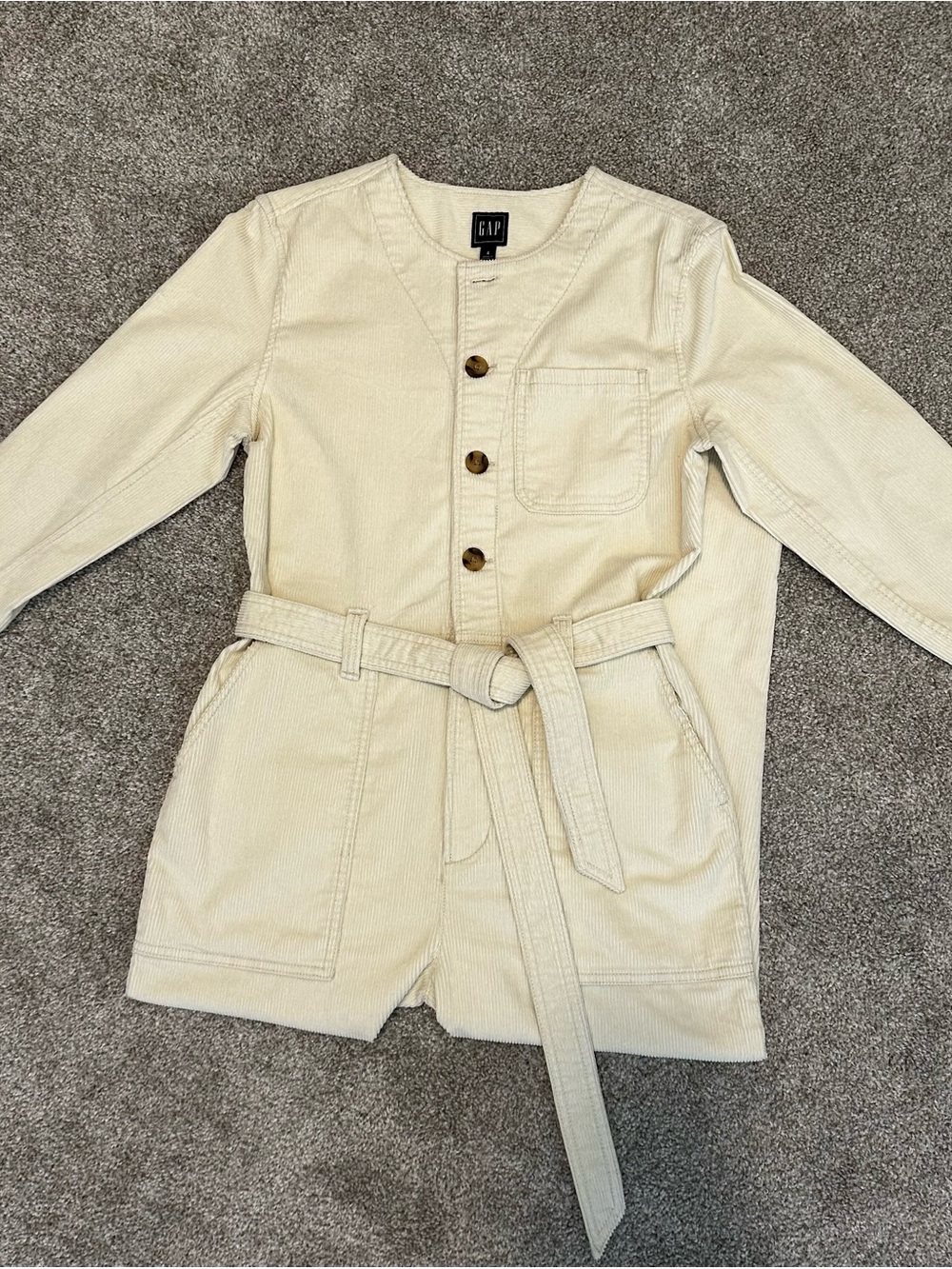 NEW GAP Beige Ivory Corduroy Wife Leg Jumpsuit